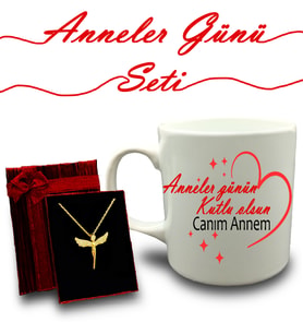 Anneler Gününe Özel Kupa & Melek Kolye Hediye Seti (Model 2)