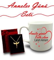 Anneler Gününe Özel Kupa & Melek Kolye Hediye Seti (Model 2)