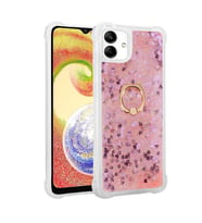 Galaxy A04 Kılıf Zore Milce Simli Pullu Yüzüklü Kılıf (Pembe)