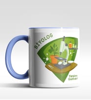 Kişiye Özel Biolog Tasarımlı Siyah Kupa (Beyaz-Mavi)