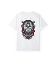 Erkek Motorcu Kurukafa Baskılı  Siyah Oversize T-shirt (Beyaz)