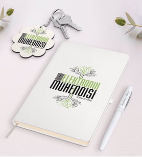 BK Gift Kişiye Özel Mikroelektronik Mühendisi Siyah Defter Kalem Ve Anahtarlık Hediye Seti-2 (Model 2)