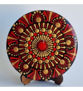 El Yapımı Epoksi Kaplamalı Mandala Minimal Dekor– 10X10 cm (Kırmızı)