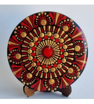 El Yapımı Epoksi Kaplamalı Mandala Minimal Dekor– 10X10 cm (Kırmızı)