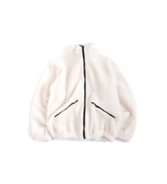 Unisex Oversize Fermuarlı Polar Çift Cepli Peluş Ceket (Beyaz)