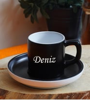 Kişiye Özel Renkli Fincan Seti & 16 Farklı Renk Seçeneği (Siyah)