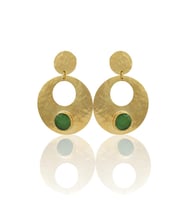 Kadir Jewellery 22 Ayar Altın Kaplama Vintage Küpe -El İşçiliği Ve Hipoalerjenik Küpe (Yeşil)