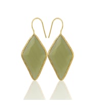 Kadir Jewellery 22 Ayar Altın Kaplama Vintage Küpe -El İşçiliği Ve Hipoalerjenik Küpe (Zeytin Yeşili)