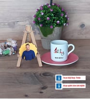 Patolog Türk Kahvesi Fincanı Ahşap Altlıklı ve Fotoğraflı Ahşap Anahtarlık Hediye (Model 6)