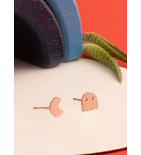 Pacman ve Hayalet Gümüş Küpe (Rose)