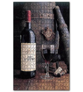 Cakapuzzle Fıçı Şarap Şişesi ve Dolu Kadeh Puzzle Yapboz MDF (Ahşap) (1000 Parça)