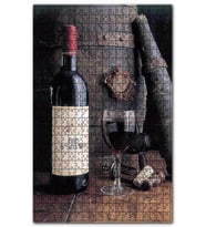Cakapuzzle Fıçı Şarap Şişesi ve Dolu Kadeh Puzzle Yapboz MDF (Ahşap) (1000 Parça)