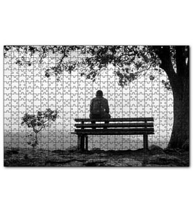 Cakapuzzle Ağaç Altındaki Bankta Gezgin  Puzzle Yapboz MDF (Ahşap) (255 Parça)