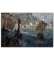 Cakapuzzle Dalgalı Denizde Viking Gemileri  Puzzle Yapboz MDF (Ahşap) (1000 Parça)