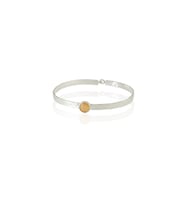 Kadir Jewellery 925 Ayar Gümüş Kaplama El İşçiliği Zirkon Taşlı Kadın Kelepçe Bilezik (Sarı)