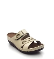 Mulex 2354 Kadın Çapraz Cırtlı Comfort Terlik (Krem)
