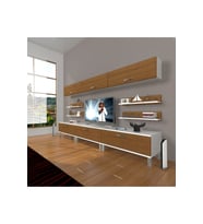 Decoraktiv Eko 8y Slm Krom Ayaklı Tv Ünitesi Tv Sehpası (Beyaz - Ceviz)