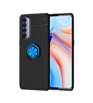 Oppo Reno 4 Pro 4G Kılıf Mıknatıslı Yüzüklü Standlı Yumuşak Silikon Kapak Ravel (Siyah-Mavi)