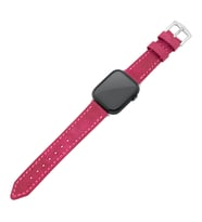 İsminizin Baş Harflerine Özel Deri Gümüş Harfli Apple Watch Saat Kordonu - Haki (Fuşya)