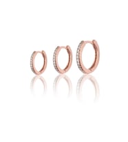 925 ayar Gümüş Zirkon taşlı 3'li kombin Halka küpe 12-14-17 mm (Rose)