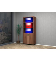 Vena Yarım Kapak Ofis Dosya Dolabı 80x35x185 (Beyaz - Ceviz)