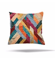 Çiçek Mozaik Kilim Etnik Desen Gizli Fermuarlı Yastık Kılıfı Kırlent Kılıfı Koltuk Yastık Kılıfı  (Pudra - Turkuaz)