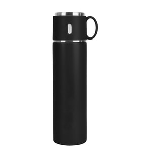 Bardaklı 580ml Çelik Termos (Siyah)