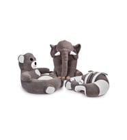 TOKKO Lüks Üçlü set - Bebeyatmaz + 60 Cm Uyku Fili + Peluş Ayıcık - Antibakteriyel 3'Lü Set (Açık Gri - Beyaz)