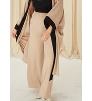 LADY IN - Siyah/Hardal/Haki/Nude Renk Lastikli Yüksek Bel Salaş Pantalon (Nude)