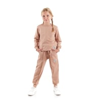 Kız Çocuk Back To School Pamuklu Trend Eşofman Takımı AK2529 (Kahverengi)