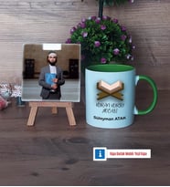 Kuran Kursu Hocası Fotoğraflı Dekoratif Taş, Kupa Bardak Beyaz Hediye (Model 14)