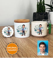 Kişiye Özel Karikatürlü Makine Mühendisi Hediye Seti T Kupa, Kalemlik, Anahtarlık Erkek Makine Mühendisine Mühendisler Günü Hediyesi (Yeşil)