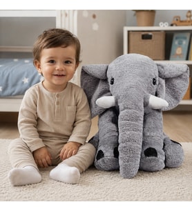Uyku Arkadaşım Dev Boy Fil Peluş Fil 65cm (GRİ)
