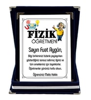 Fizik Öğretmenine Hediye İsim Baskılı Plaket - Öğretmenler Günü Hediyesi (Lacivert)