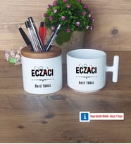 Eczacı Kalemlik, Kupa Bardak T Kişiye Özel Hediye (Model 1)