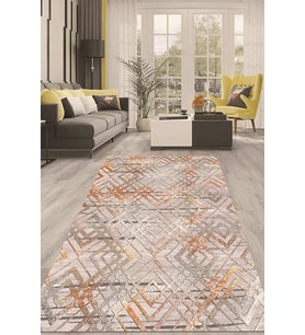 Dijital Kaymaz Taban Yıkanabilir Modern Renkli Salon Halısı Mutfak Halısı Yolluk ND-HT-1401 (Bej)