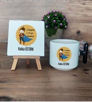 Kadın Öğretmene Hediye Hediye Seti Kupa Bardak T Kulplu ve Dekoratif Taş Öğretmenler Günü Hediyesi (Model 6)