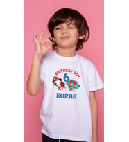Doğum gününe özel Paw Patrol Baskılı Çocuk T-shirt- Erkek Çocuk Tişörtü -Hediye Doğum Günü Hediyesi (Beyaz)
