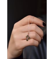 Papatya Silver 925 Ayar Gümüş Rose Kaplama Doğum Taşlı Kübik Drop Kolye (Oliv)