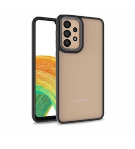 Galaxy A33 5G Kılıf Zore Flora Buton,Kenar Çevresi Renkli Kılıf (Siyah)