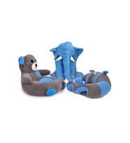 TOKKO Lüks Üçlü set - Bebeyatmaz + 60 Cm Uyku Fili + Peluş Ayıcık - Antibakteriyel 3'Lü Set (Gri - Mavi)