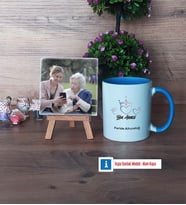 Yılın Annesi Fotoğraflı Dekoratif Taş, Kupa Bardak Beyaz Hediye (Model 4)