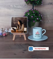 Anestezi Teknisyeni Fotoğraflı Dekoratif Taş, Ahşap Altlıklı Türk Kahvesi Fincanı Hediye Anestezi Teknisyenine Tıp Bayramı Hediyesi (Model 2)