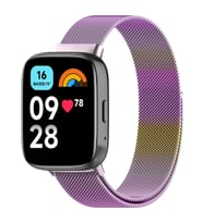 Sneezy Redmi Watch 3 Active İle Uyumlu Metal Hasır Kordon Woven Wire Metal Tasarım Kordon (Rainbow)