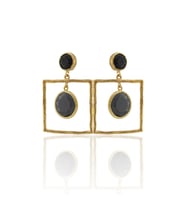 Kadir Jewellery 22 Ayar Altın Kaplama Kadın Sallantılı Küpe -El İşçiliği Ve Hipoalerjenik Küpe-E85 (Siyah)
