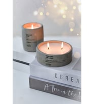 Mavi Renk Soya Wax Amber Vanilya Kokulu Dekoratif Hediyelik 2li Beton Saksı (Füme)