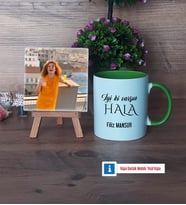 Halaya Hediye Fotoğraflı Dekoratif Taş, Kupa Bardak Beyaz Hediye (Model 14)