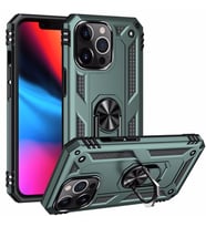 Uyumlu Model Apple iPhone 13 Pro Max Kılıf Yüzüklü Zırh Tank Vega (Yeşil)