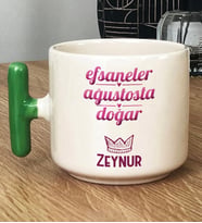 Kişiye Özel Aslan Başak Burcu Hediye T Kupa Bardak Doğum Günü Hediyesi (Yeşil)