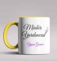 Kişiye Özel Müdür Yardımcısı Tasarımlı Siyah Renk Kupa Bardak 3 (Sarı)